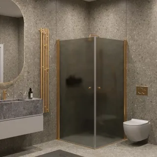 Душевой уголок на монопетле by Deonria U-90-89-6-GM-G 90x89см золото/графит матовый